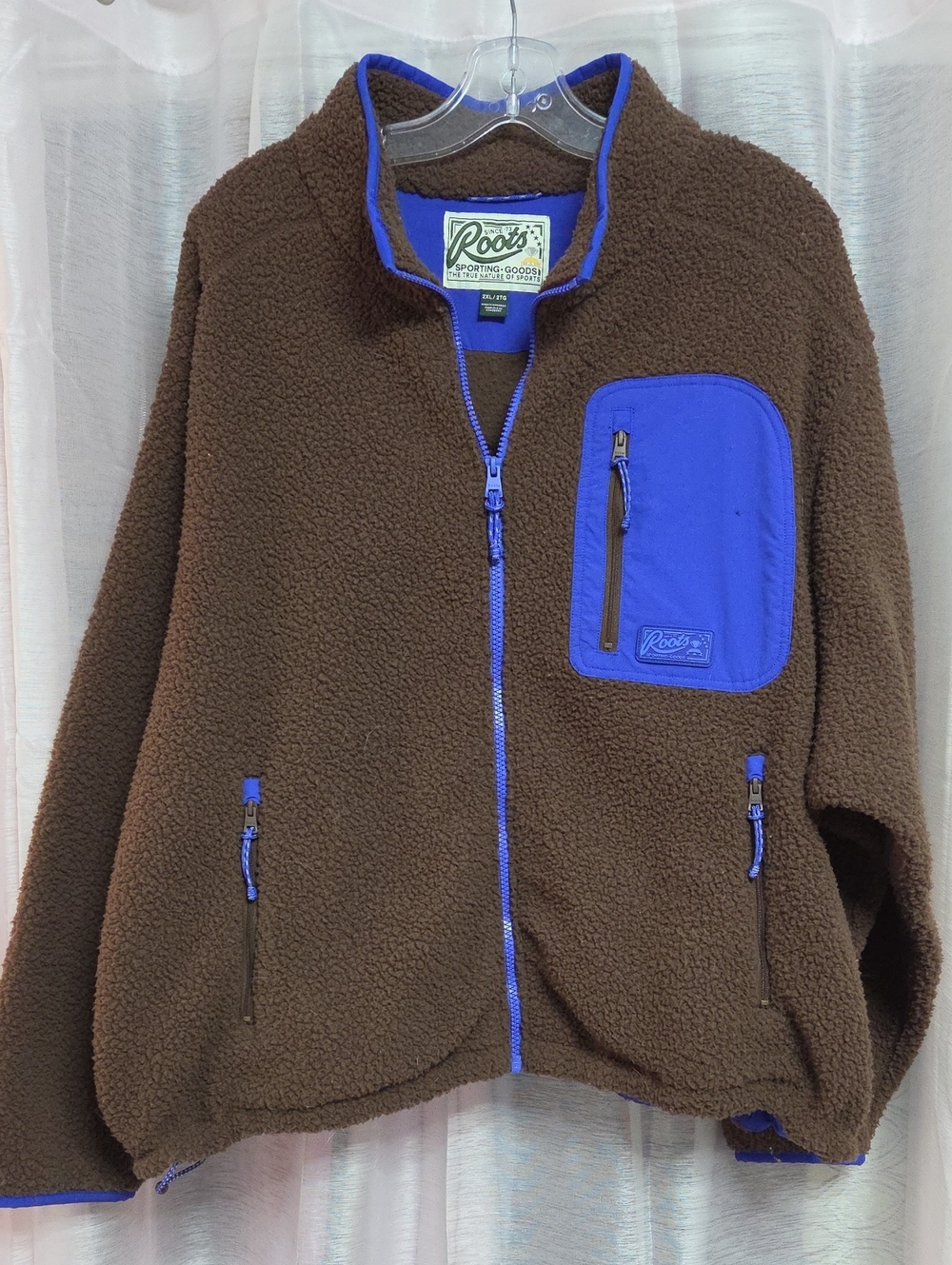 Sherpa_Roots Brown  Jacket with Blue Accent